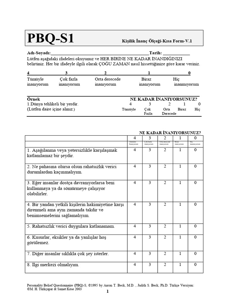 PBQ Kisa Form | PDF