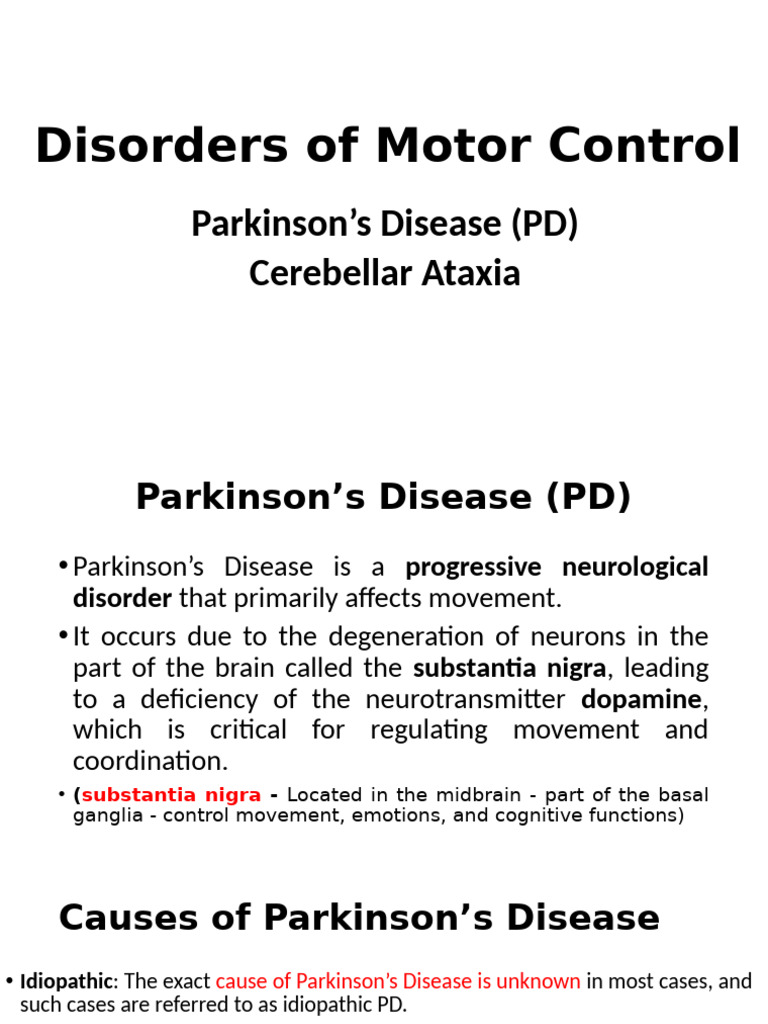 Understanding Motor Control Disorders | PDF | Parkinson's Disease ...