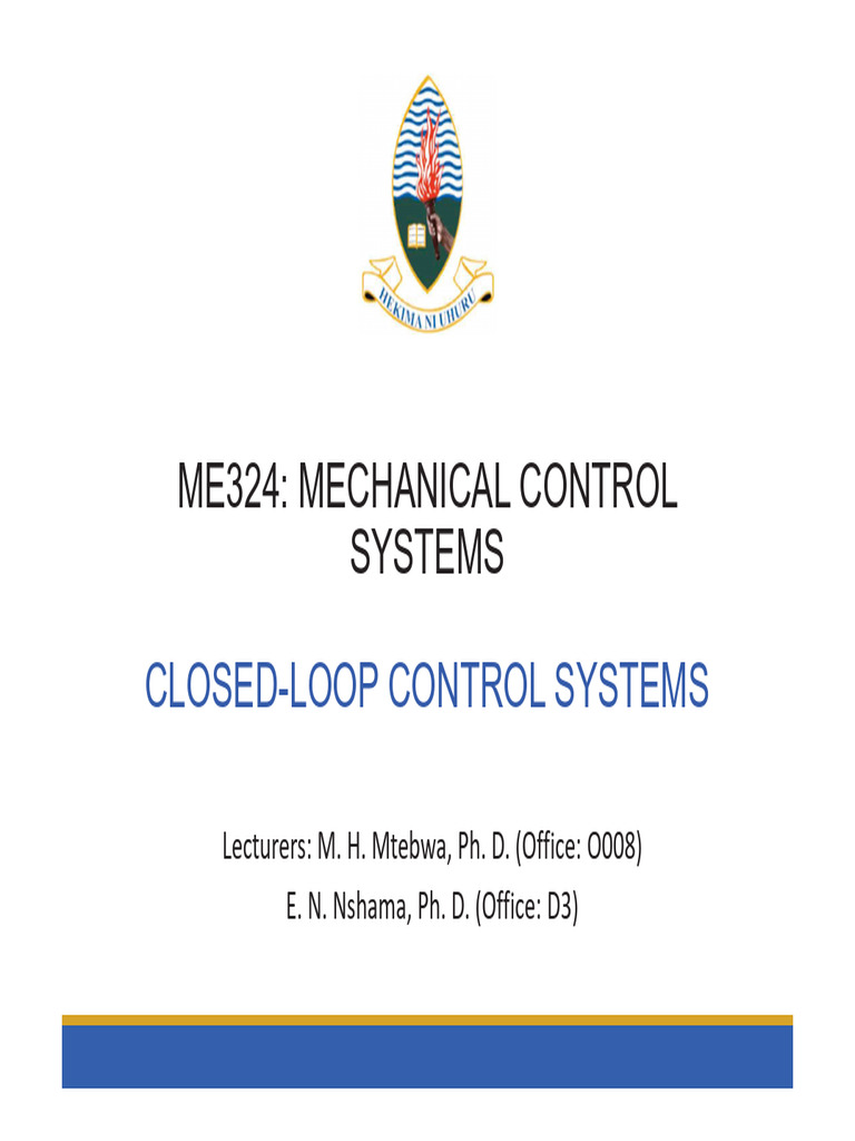 4 ME324 Closed Loop Control Systems | PDF | Feedback | Control Theory