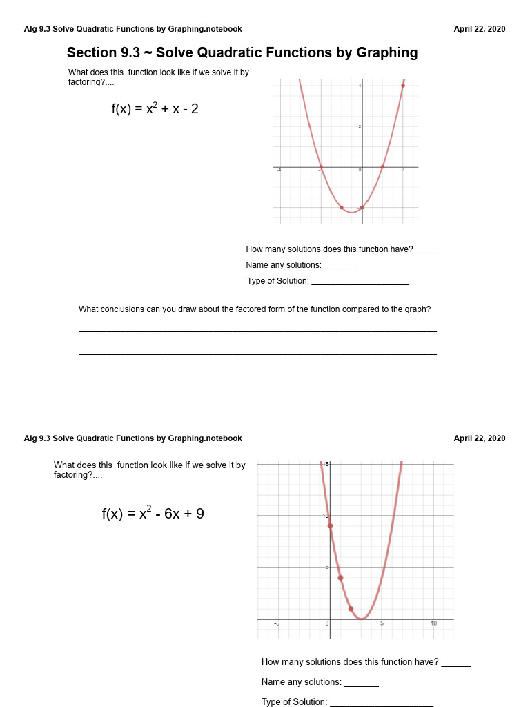 Pooja J - Kami Export - Algebra 9.3 Notes Solve Quadratics by Graphing ...