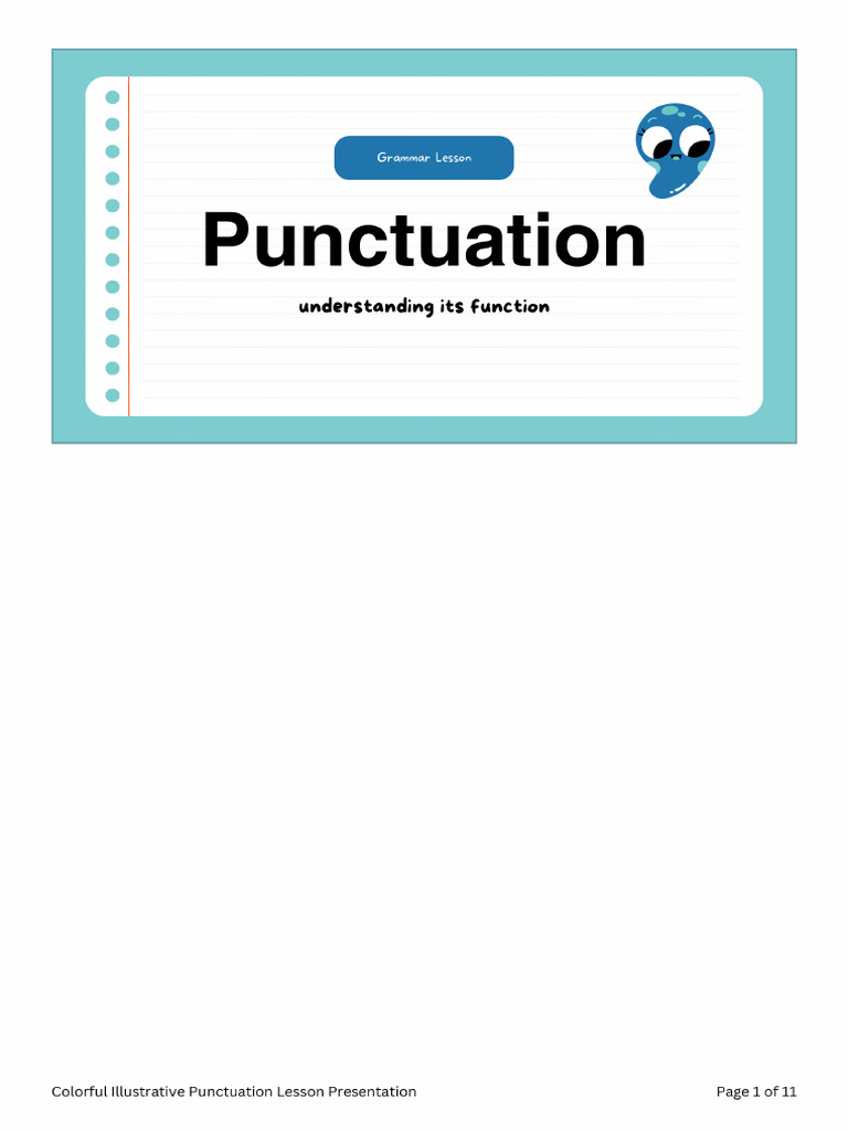 Colorful Illustrative Punctuation Lesson Presentation.pdf | PDF