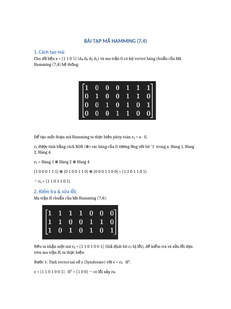 Bai Tap Ma Hamming 7 4 | PDF