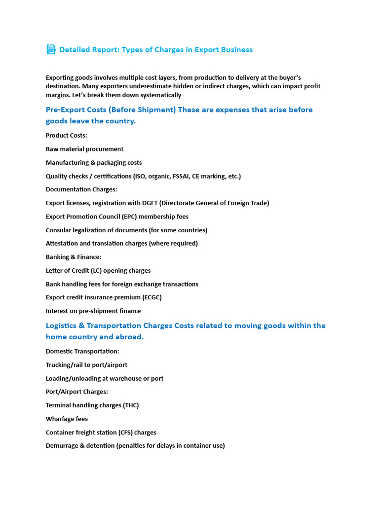 Export Business Charge Breakdown Guide | PDF | Business | Trade