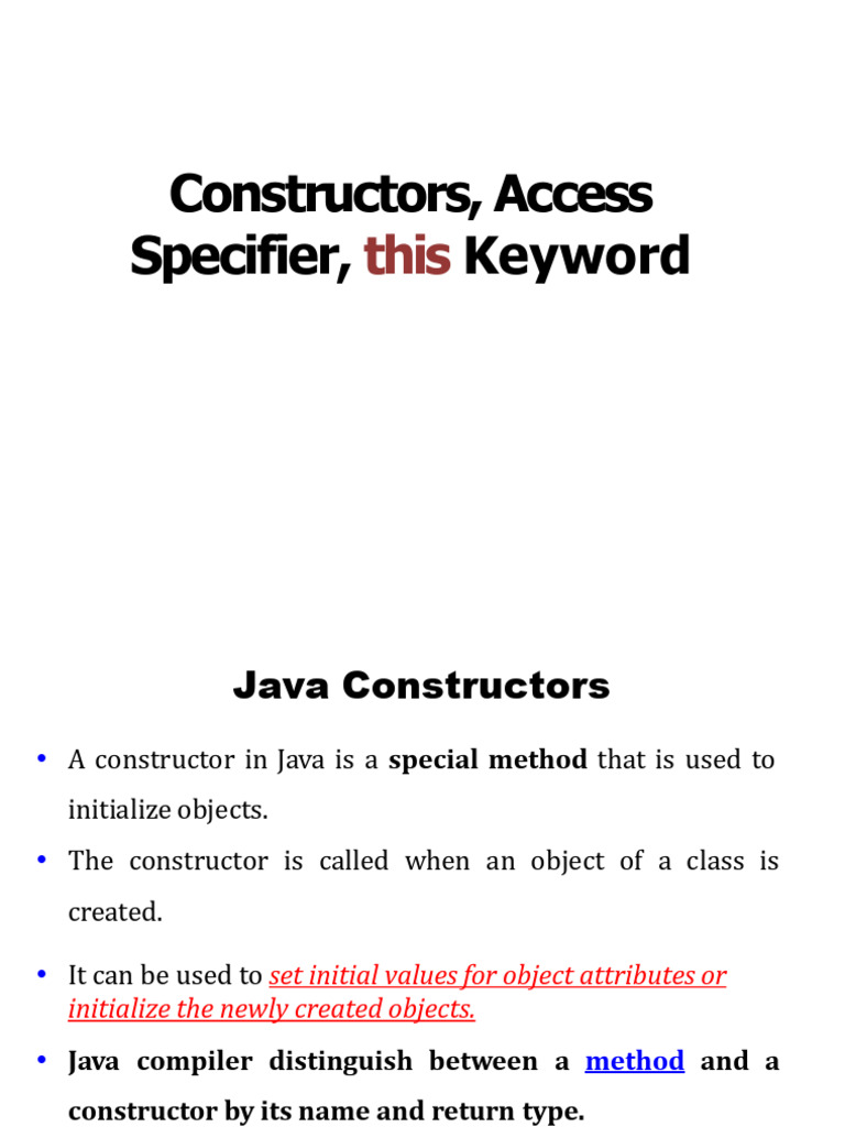Java Constructors and Access Specifiers Guide | PDF | Constructor ...