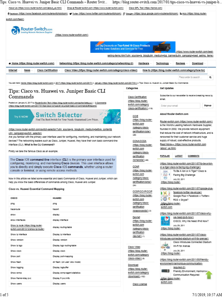 Cisco, Huawei, Juniper CLI Command Guide | PDF | Cisco Certifications ...