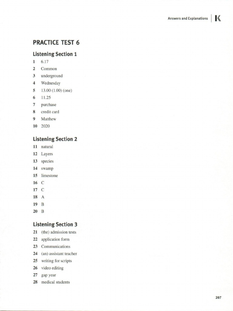 IELTS Answer Script Book 6 | PDF