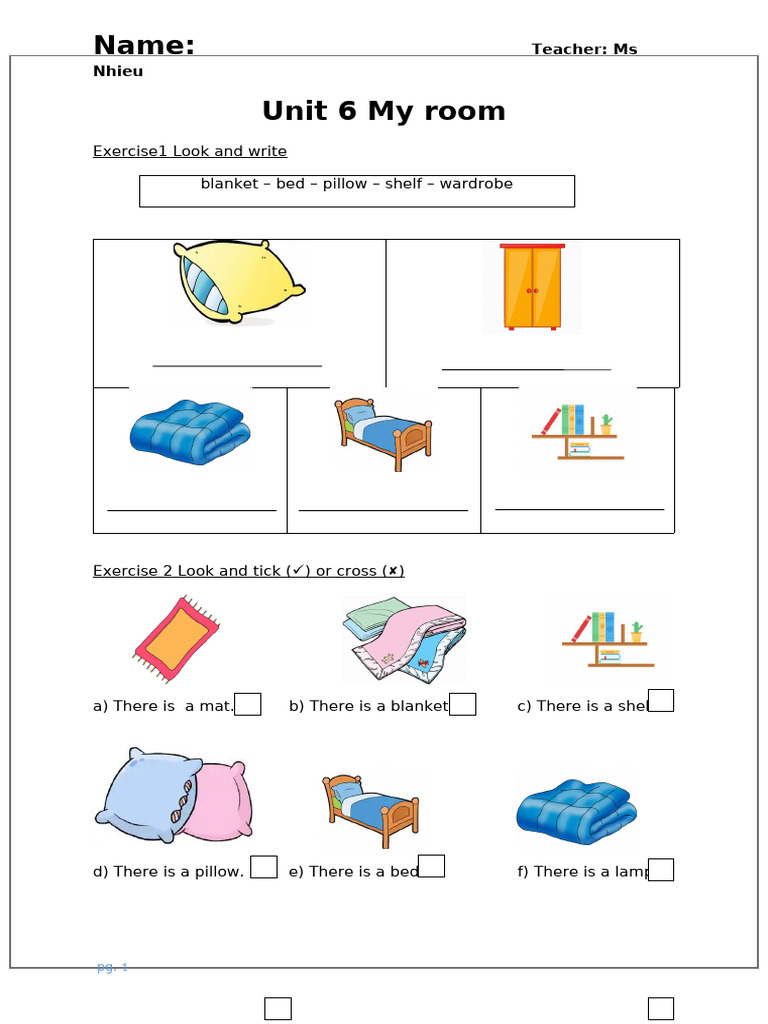 My Room Vocabulary Exercises | PDF