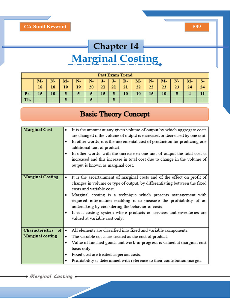 Marginal Costing: Concepts and Analysis | PDF | Profit (Economics ...