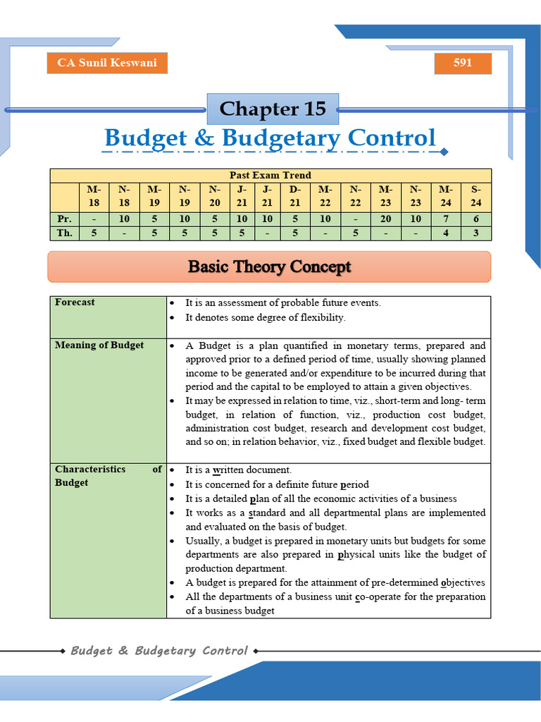 Budgeting and Control Fundamentals | PDF | Budget | Expense