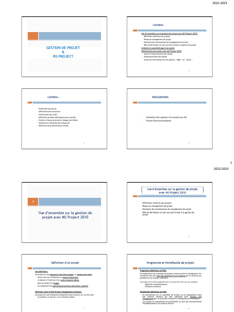 Gestion de projet avec MS Project 2010 | PDF | Gestion de projet ...