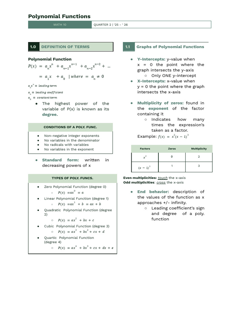 Understanding Polynomial Functions | PDF | Polynomial | Zero Of A Function