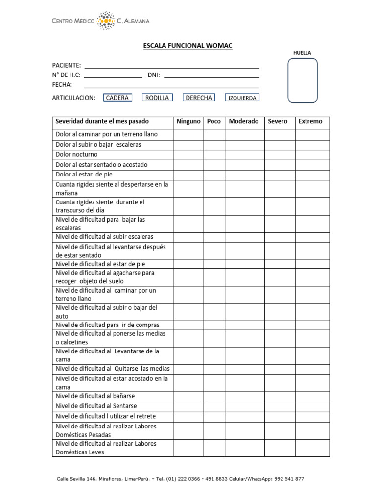 Womac 1 | PDF
