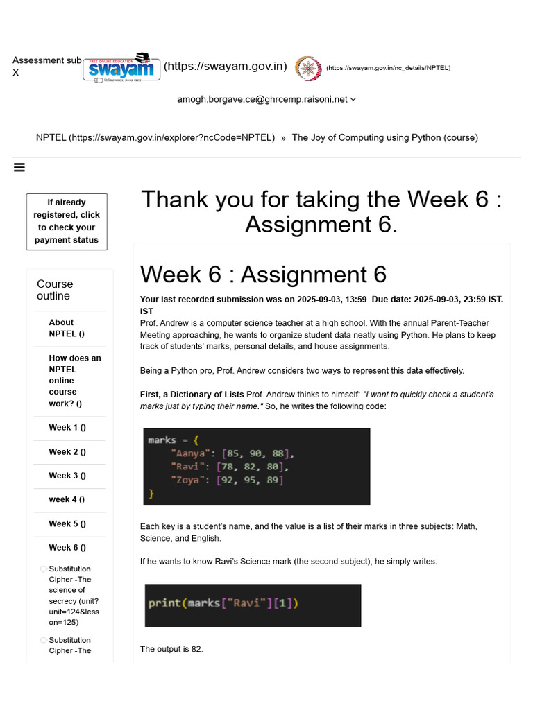 Week 6 Python Data Structures Assignment | PDF | Software Engineering ...