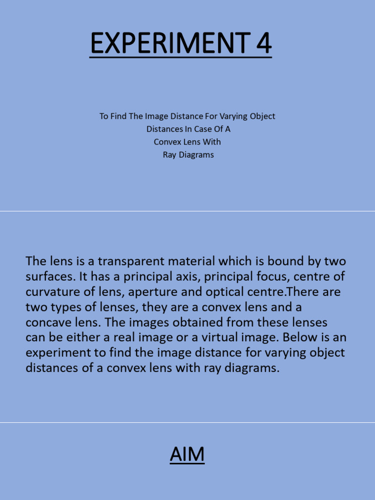 To Find the Image Distance for Varying Object Distances in Case (1 ...