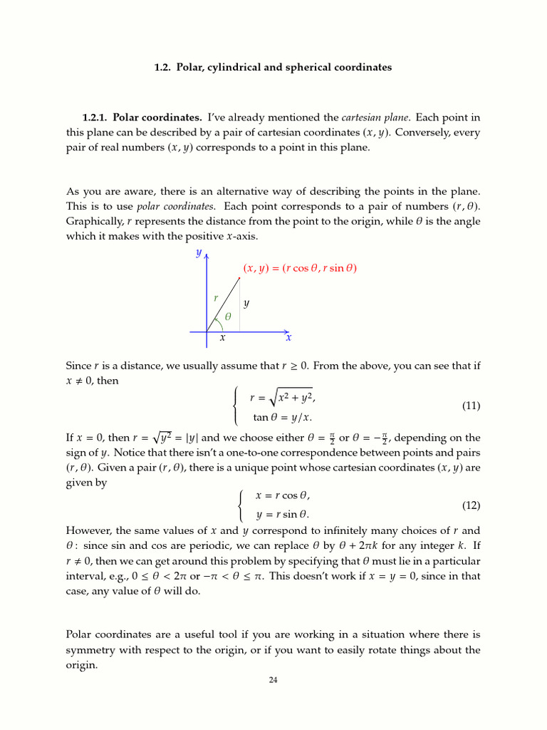 Polar, Cylindrical, and Spherical Coordinates | PDF | Coordinate System ...