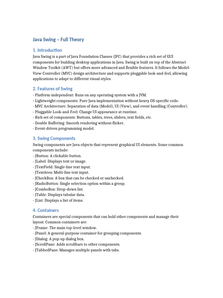 Java Swing GUI Development Guide | PDF | Computing | Software