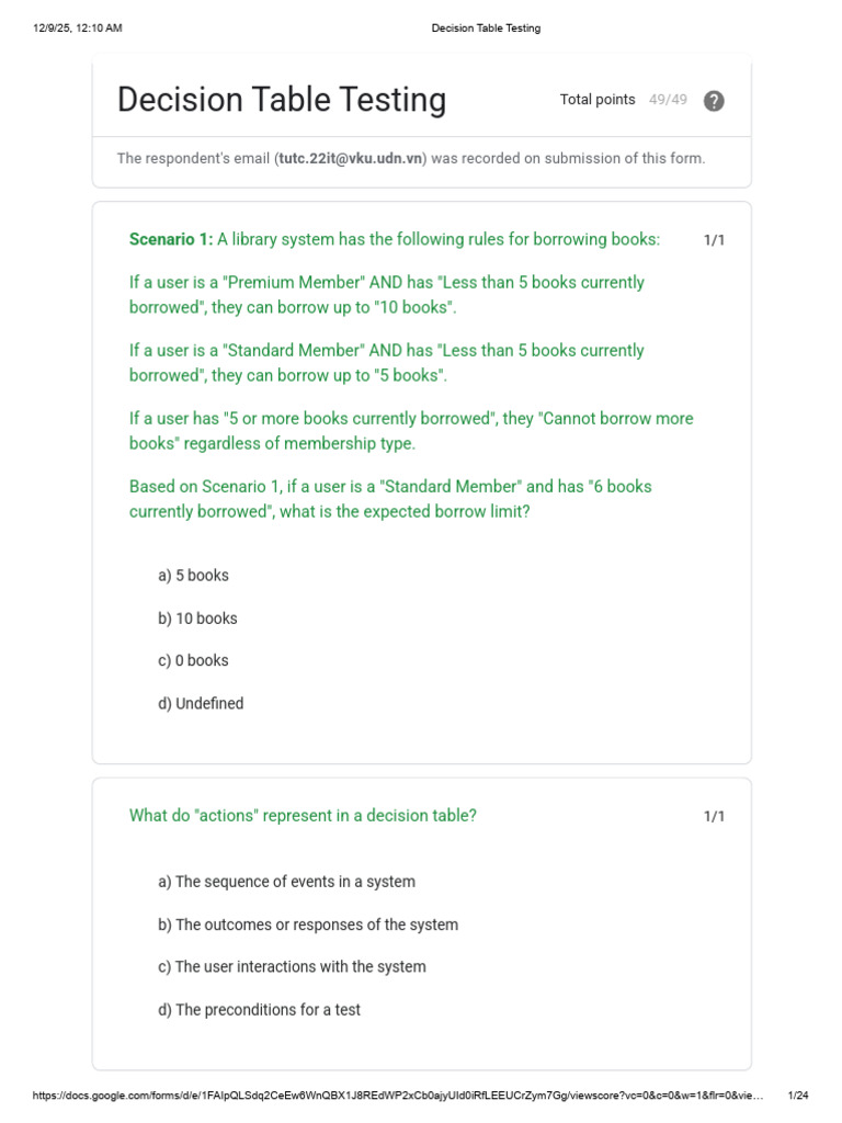 Decision Table Testing Scenarios and Rules | PDF | Software Testing ...