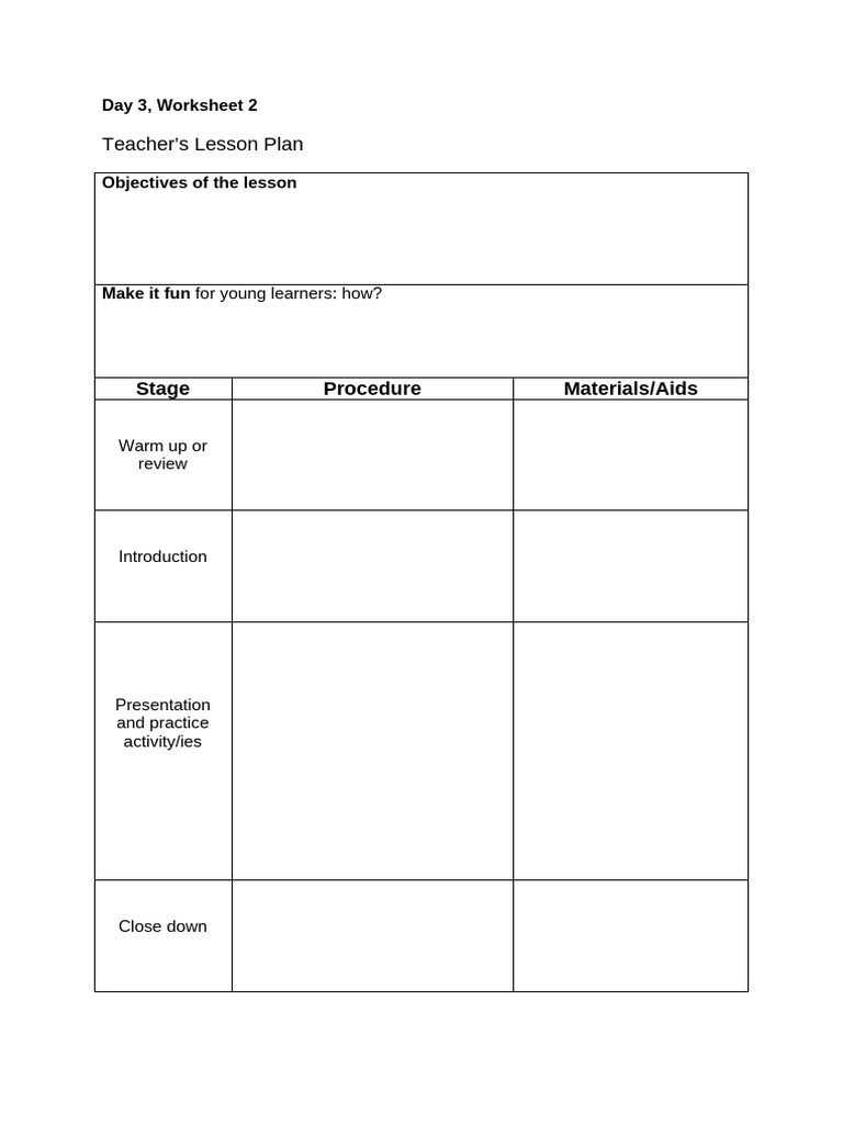 Engaging Lesson Plan for Young Learners | PDF