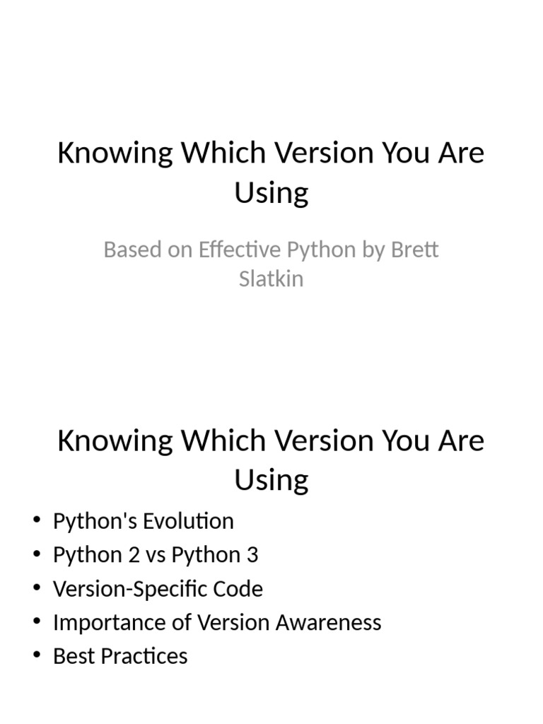 Knowing Which Version You Are Using | PDF