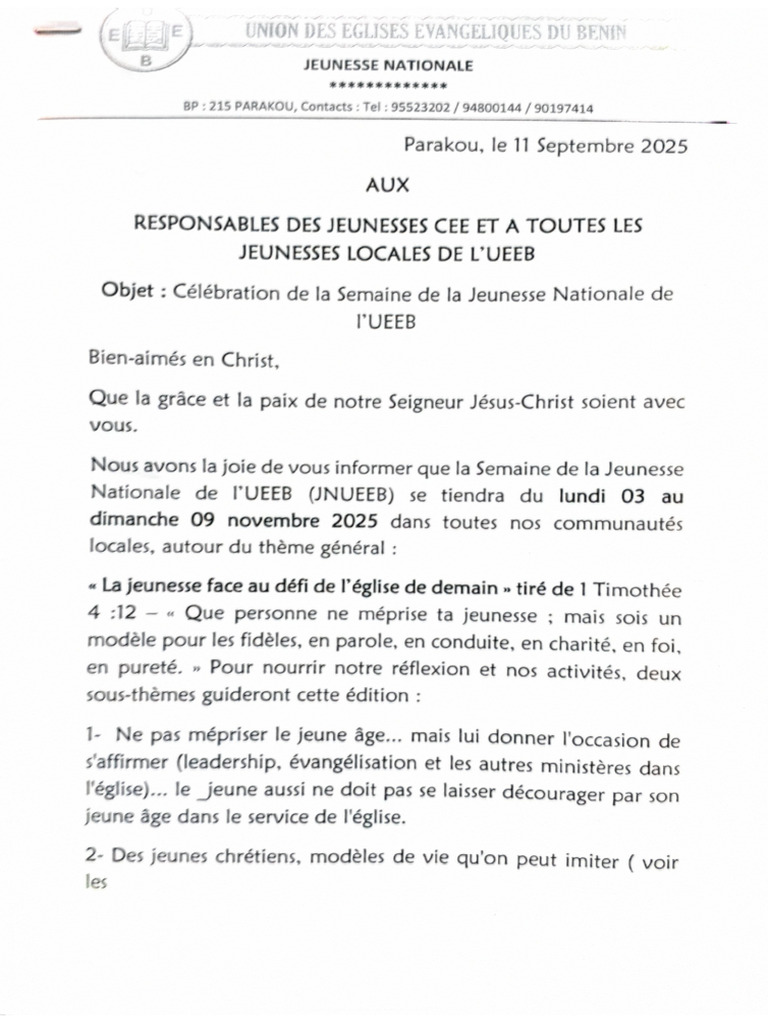 Benin - Youth - Union 30 09 2025 09 56 | PDF