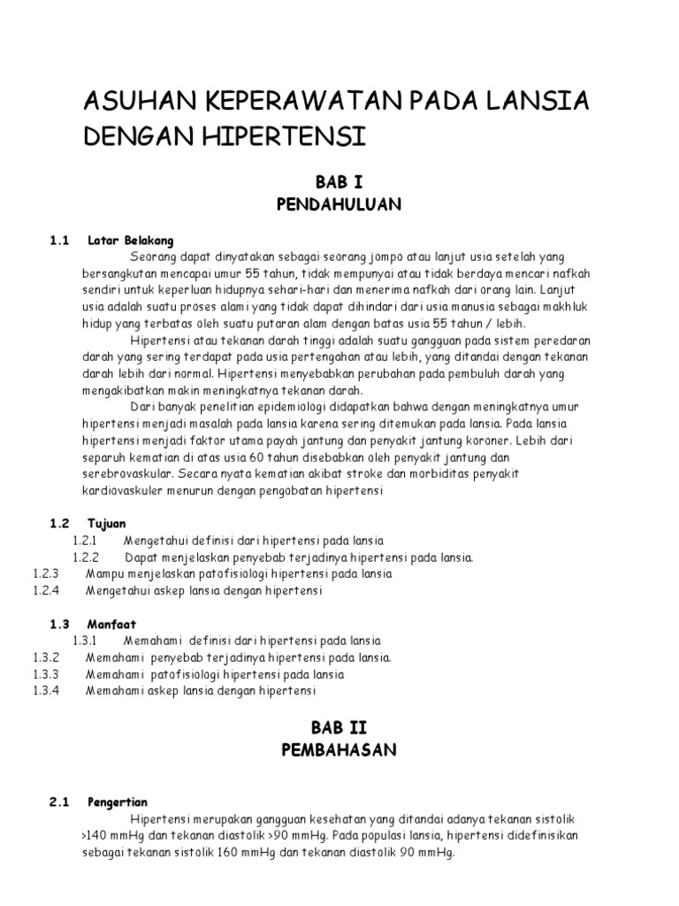 Makalah Hipertensi Pada Lansia Contoh Makalah
