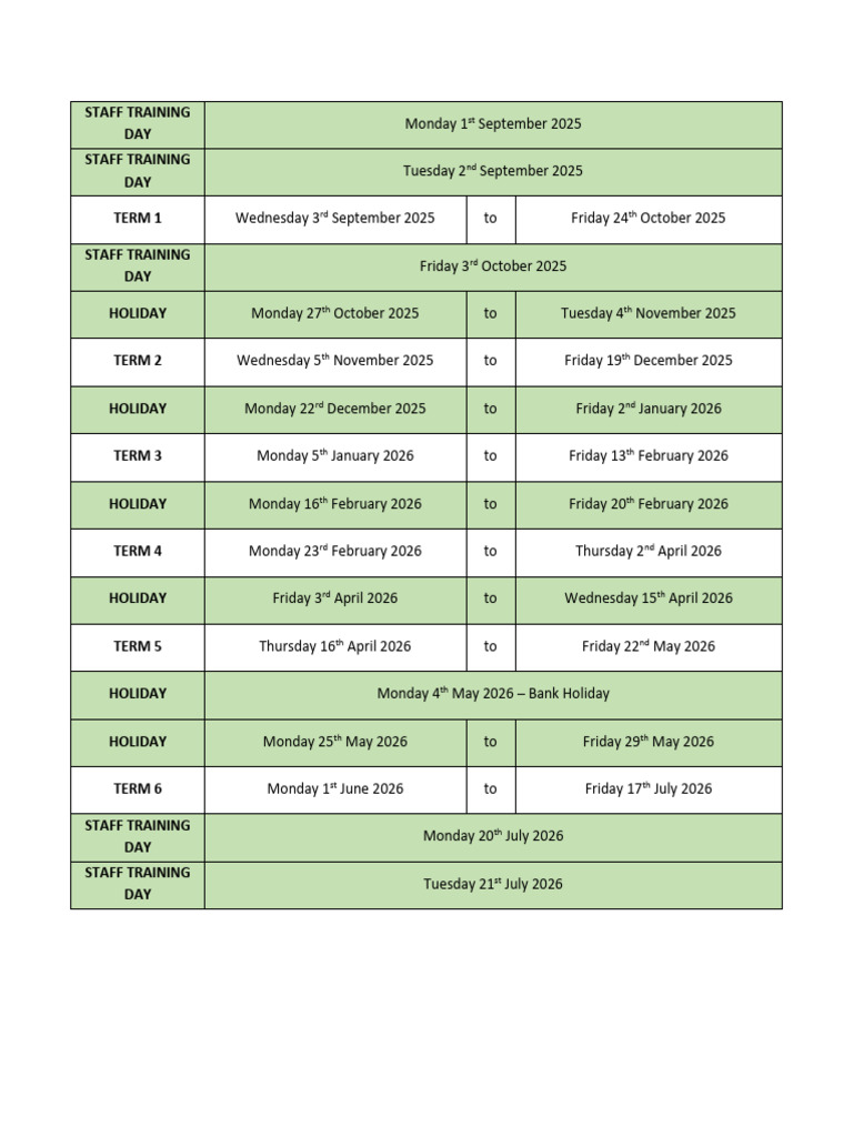 2025-2026 School Term Dates | PDF