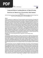 Caring and Effective Teaching Behavior of Clinical Nursing Instructors in Clinical Area As Perceived by Their Students