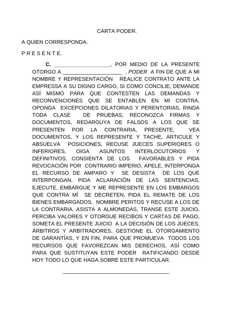 Modelo de Carta Poder Legal | PDF