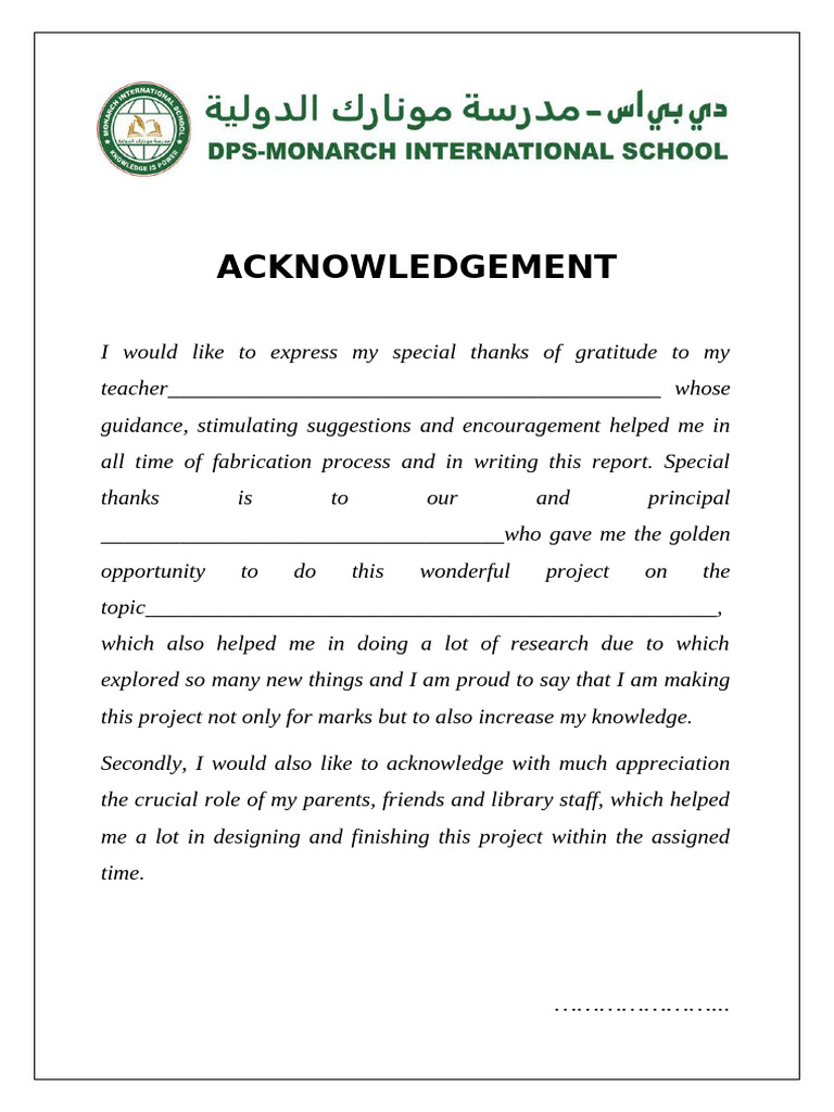 Acknowledgement Page | PDF