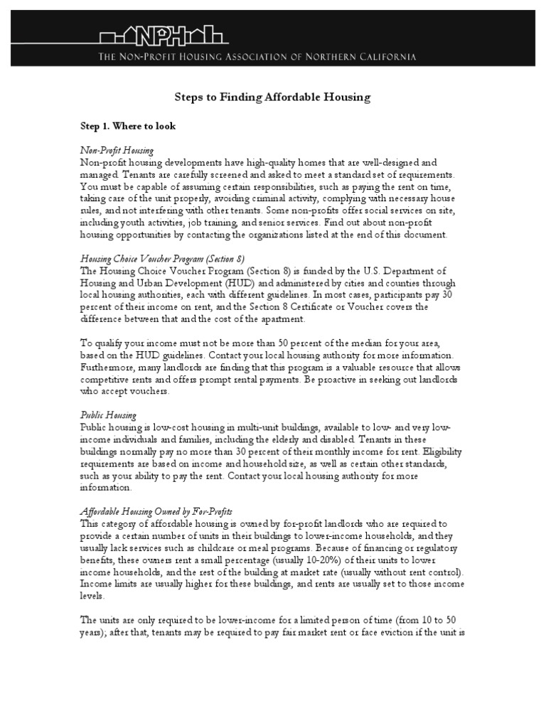 Affordable Housing Packet | PDF | Section 8 (Housing) | Landlord