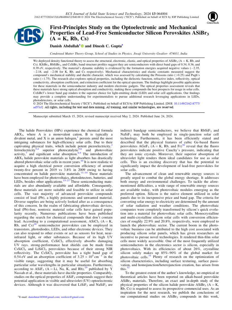 First-Principles Study On The Optoelectronic and M | PDF | Refractive ...