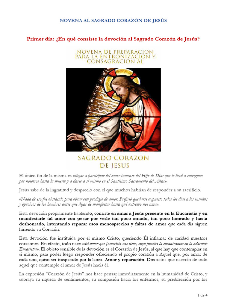 Novena al Sagrado Corazón de Jesús | PDF | Cristo (título) | eucaristía