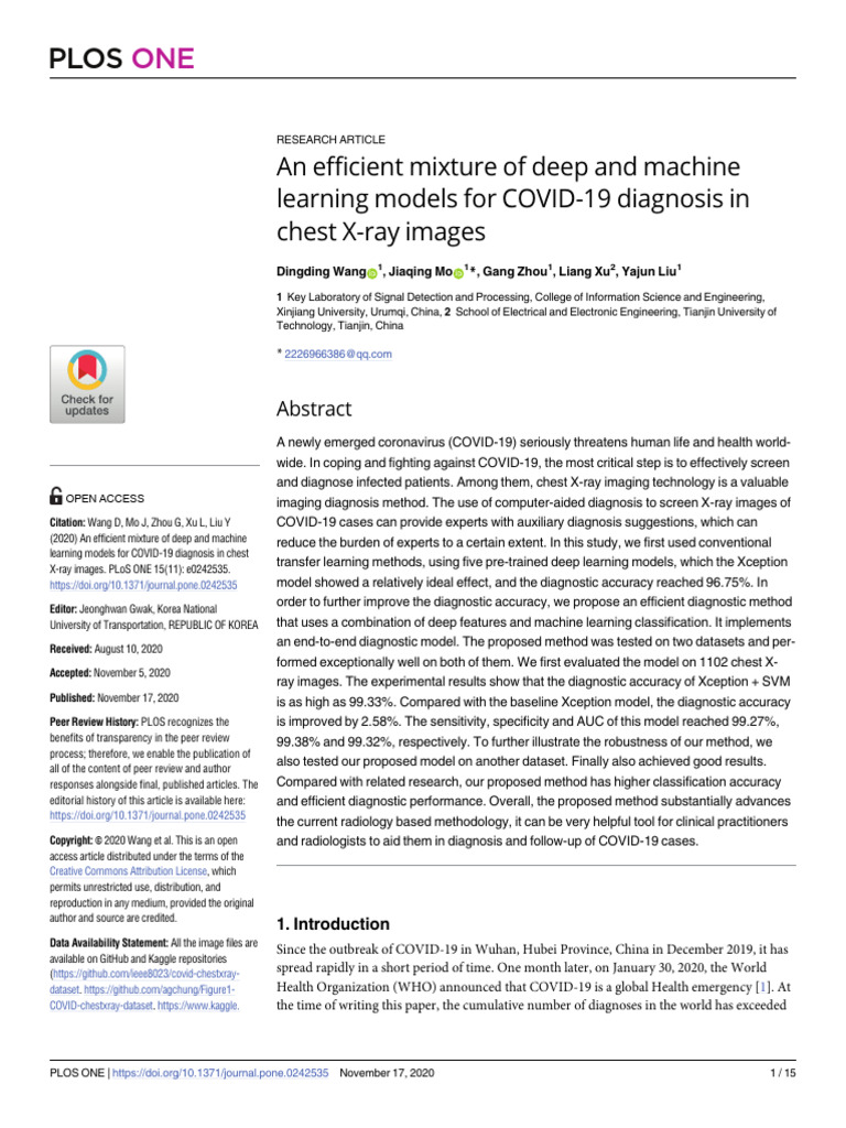 COVID-19 Diagnosis via X-ray AI Models | PDF | Medical Imaging | Deep ...