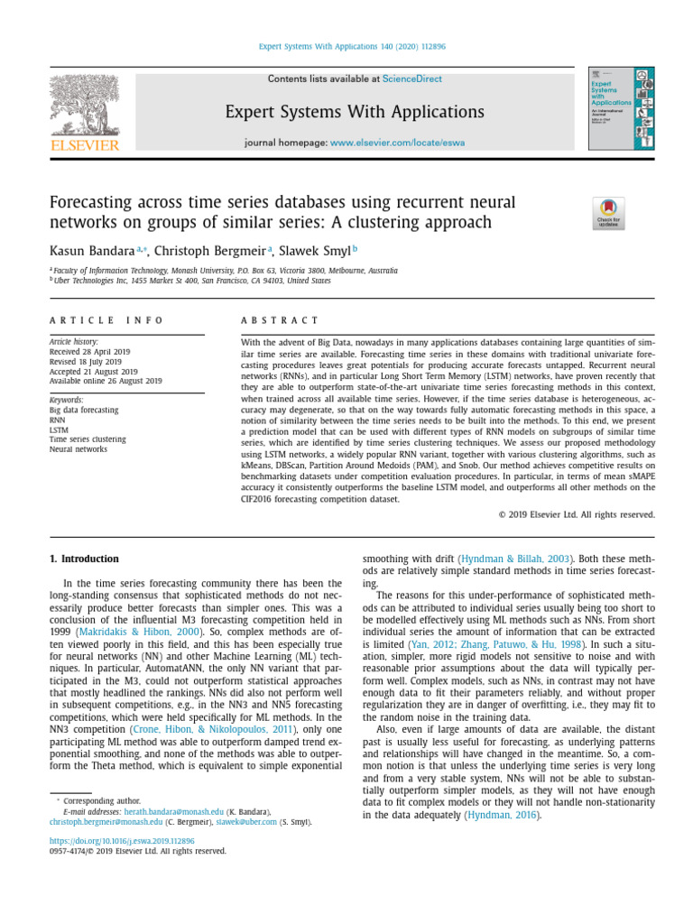 Forecasting Across Time Series Databases Using Recurrent Neural ...