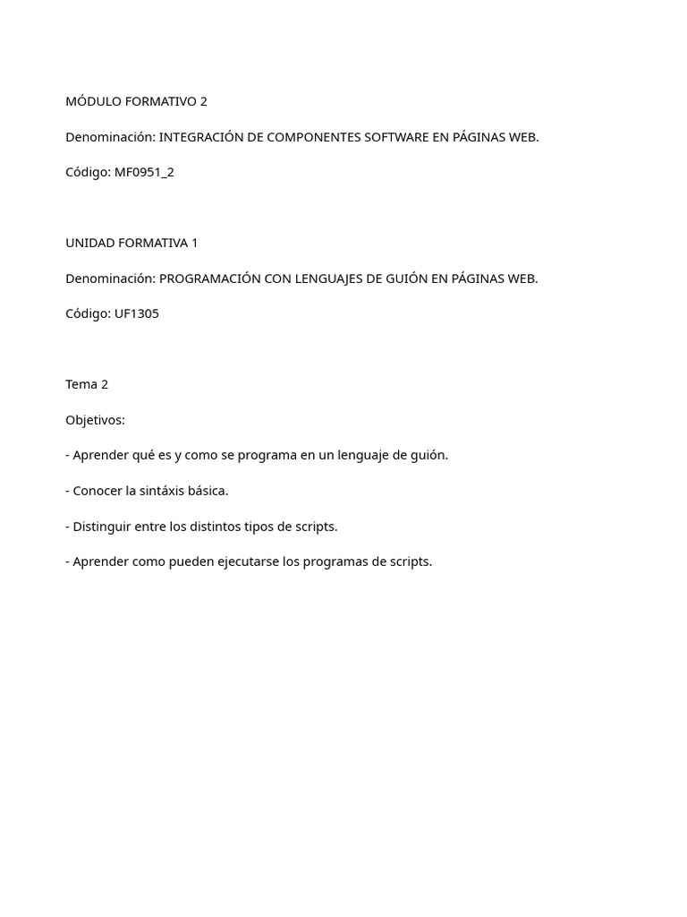 Programación de Scripts en Páginas Web | PDF | Lenguaje de programación ...