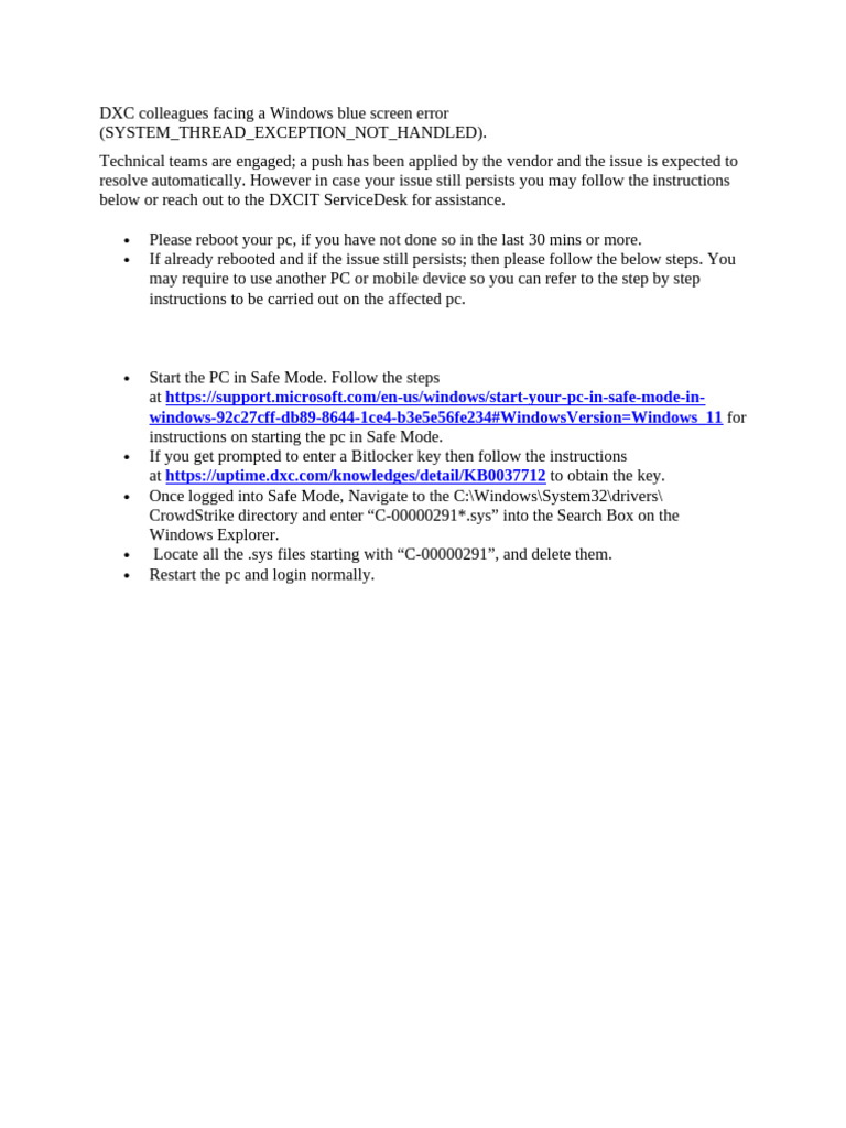 Facing A Windows Blue Screen Error | PDF