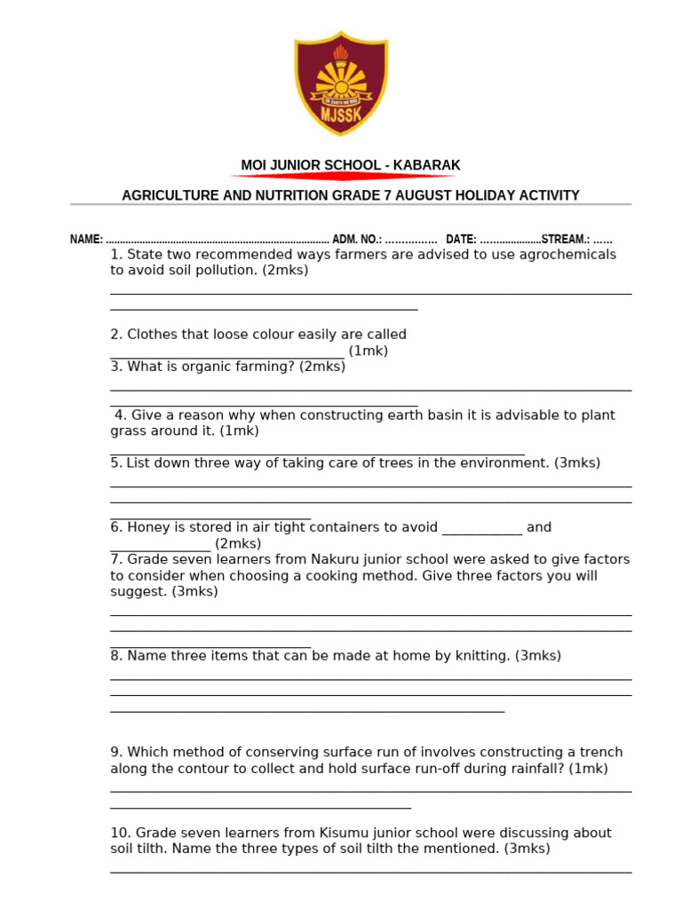 Grade 7 Agriculture & Nutrition Activity | PDF | Soil | Agriculture