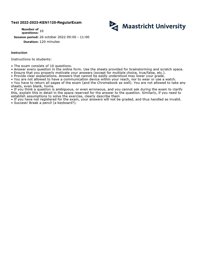 Exam 2022-2023 KEN1120 | PDF | Multiple Choice | Computer Programming