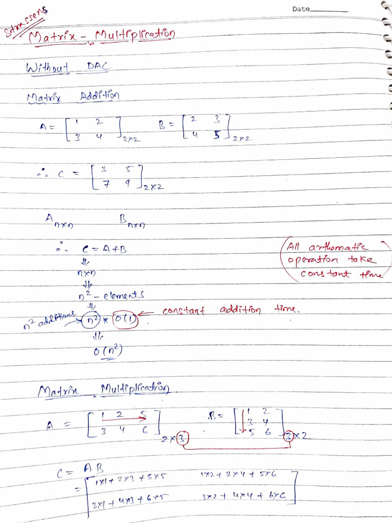 Strassens Matrix Multiplication | PDF