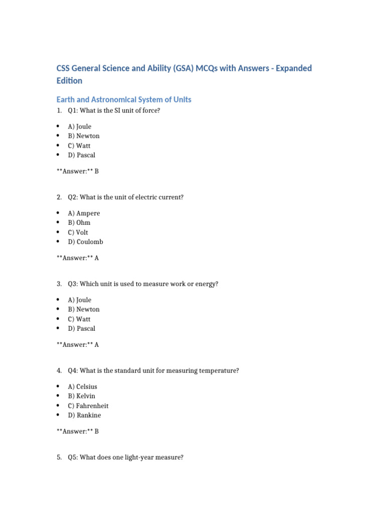 Css Gsa Mcqs Expanded | PDF