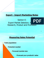 Export - Import Marketing Notes Section E: Export Market Selection, Market Research, Product and Promotion