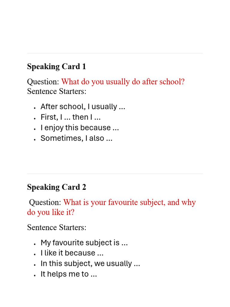 Speaking Cards l5 | PDF