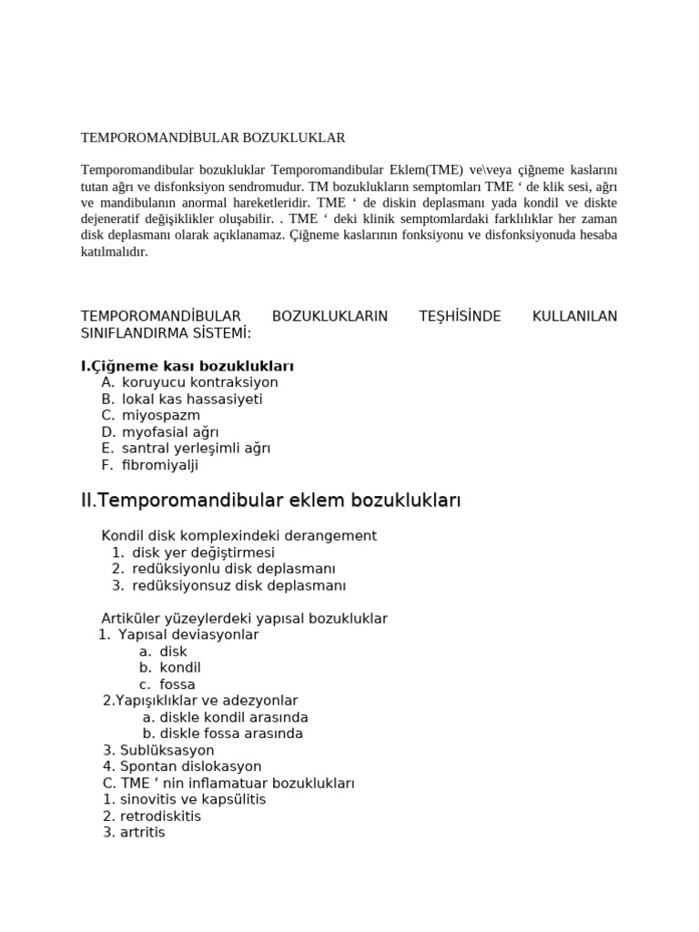 Temporomand Bular Bozukluklar | PDF