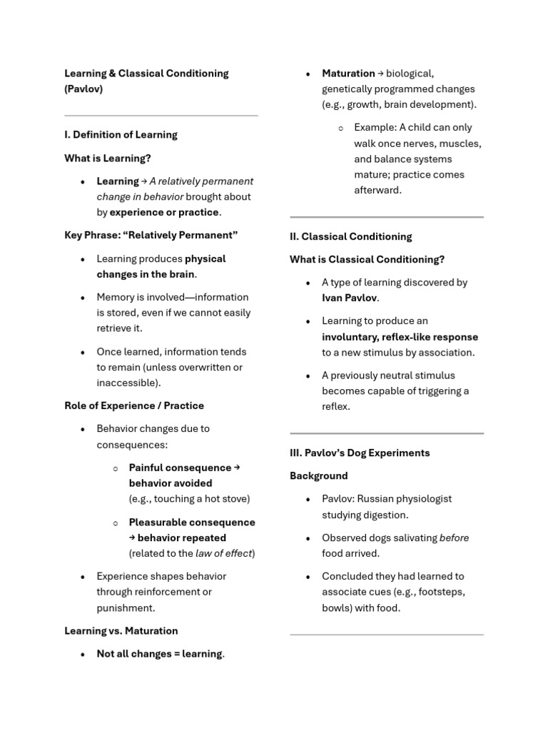 Understanding Learning & Conditioning | PDF | Classical Conditioning ...