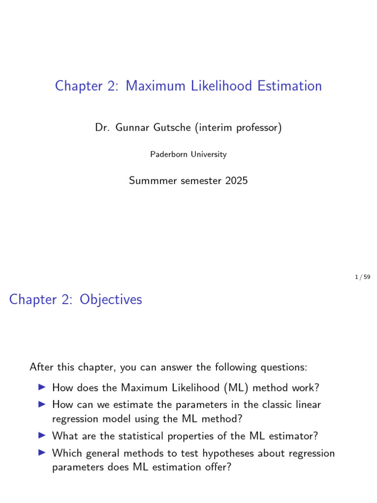 Maximum Likelihood Estimation Explained | PDF | Estimator | Ordinary ...