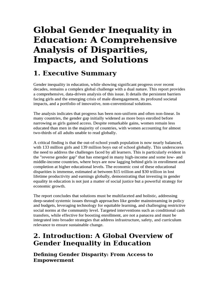 Global Gender Inequality in Education | PDF | Gender Studies | Gender ...