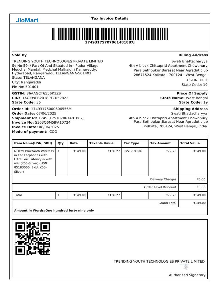 JioMart-Invoice-1749632673498 | PDF | Invoice | Payments