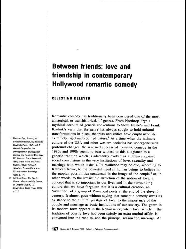 Between friends: love and friendship in contemporary Hollywood romantic ...