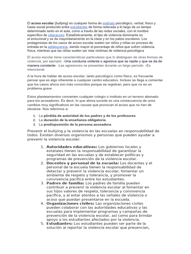 Prevención del acoso escolar y ciberacoso | PDF | Violencia | Agresión