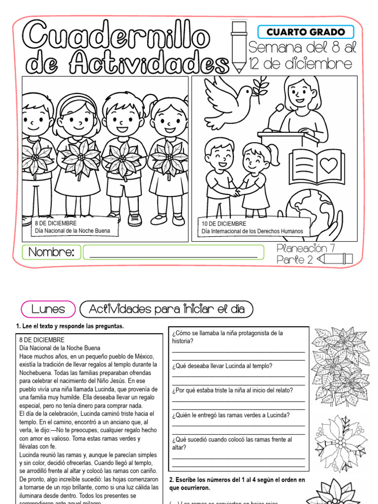 Actividades Educativas para Cuarto Grado | PDF